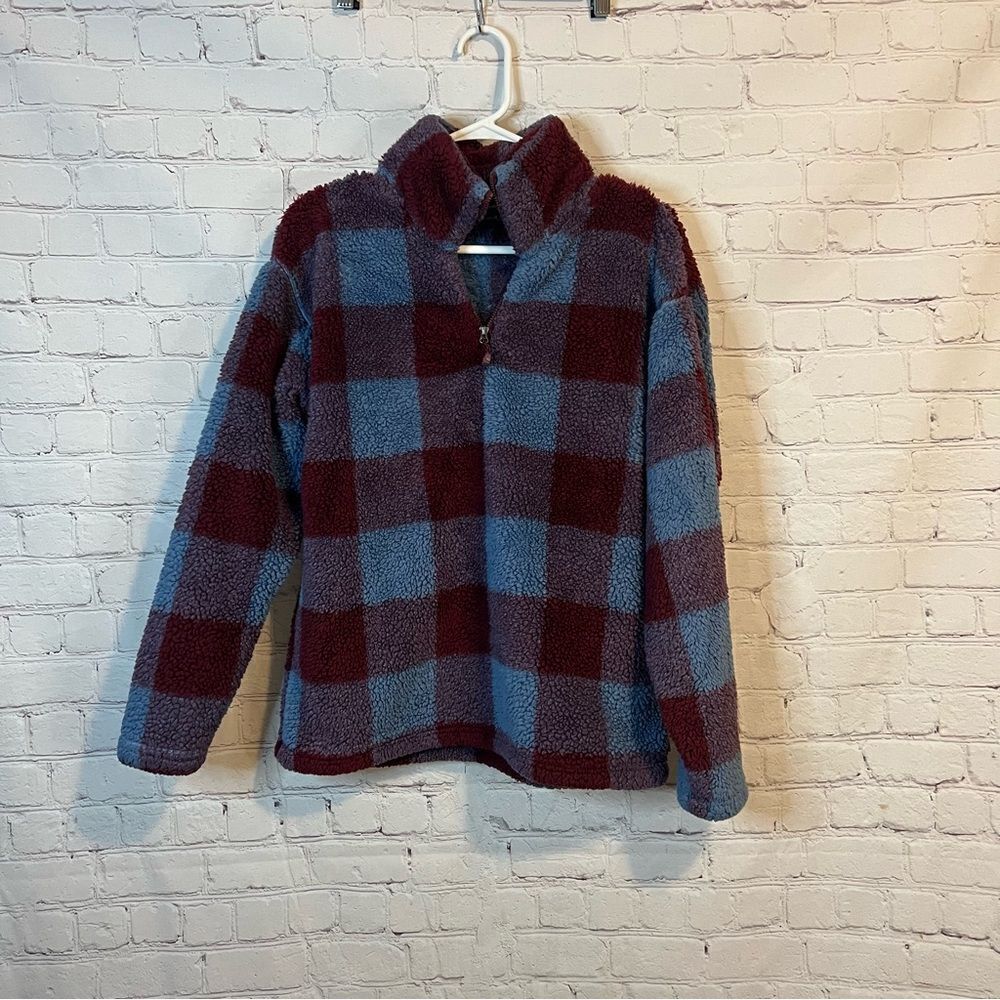 Eddie Bauer Sherpa Plaid Sweatshirt size Medium